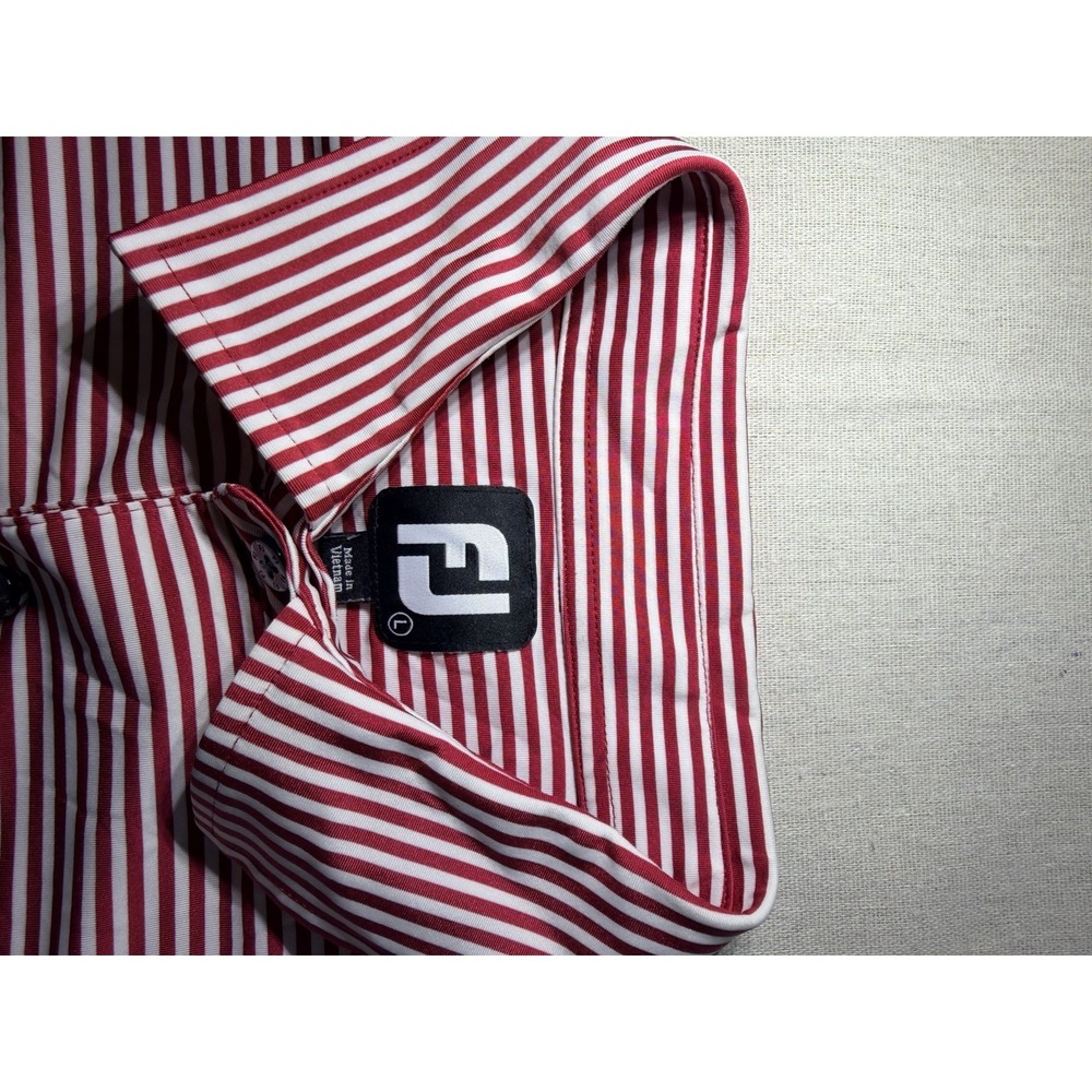 FootJoy Mens Large Red Striped Performance Stretch Golf Polo Short Sleeve - Picture 2 of 4
